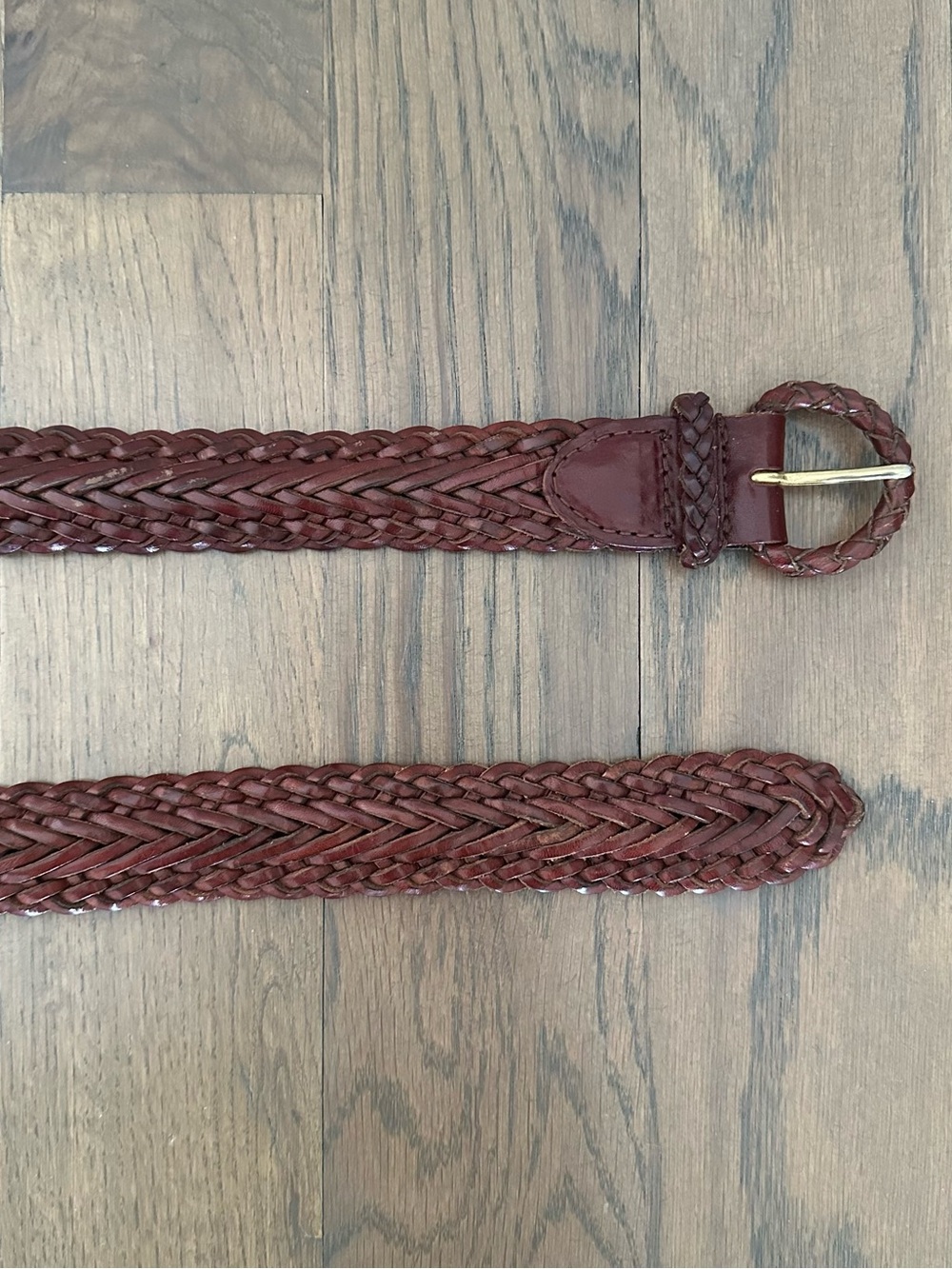 Vintage Talbots Braided Woven Leather Belt Covered Rounded Buckle Brown XL
